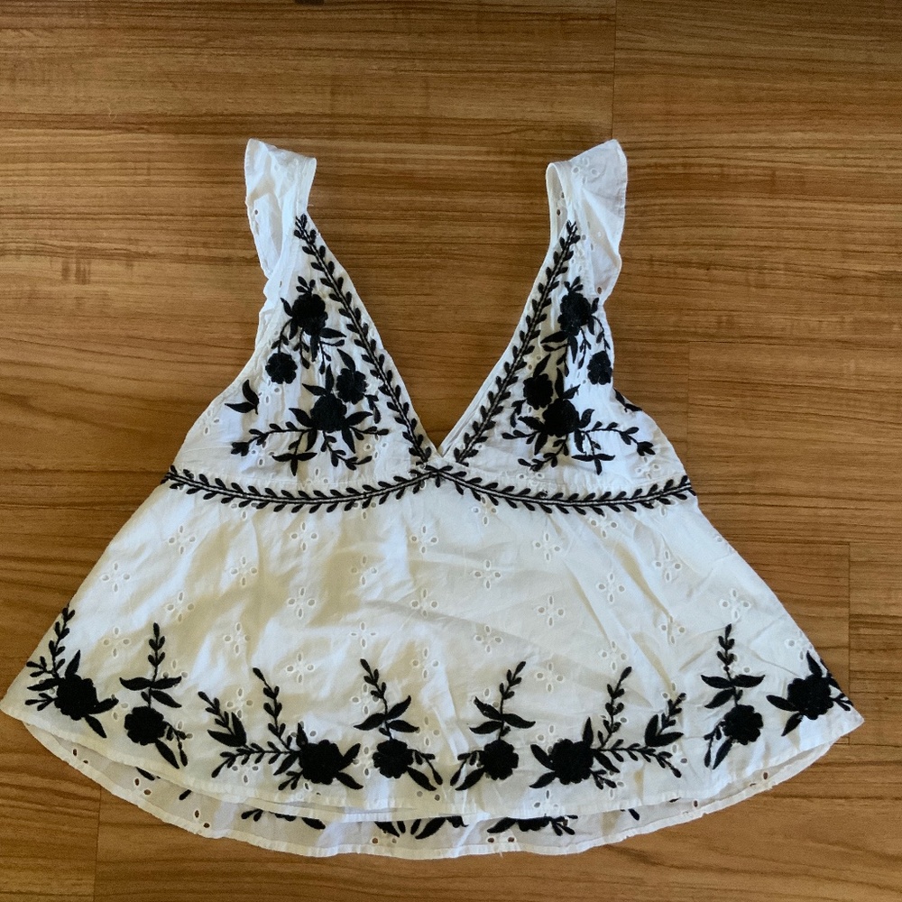 Embroidered Eyelet Spaghetti Strap